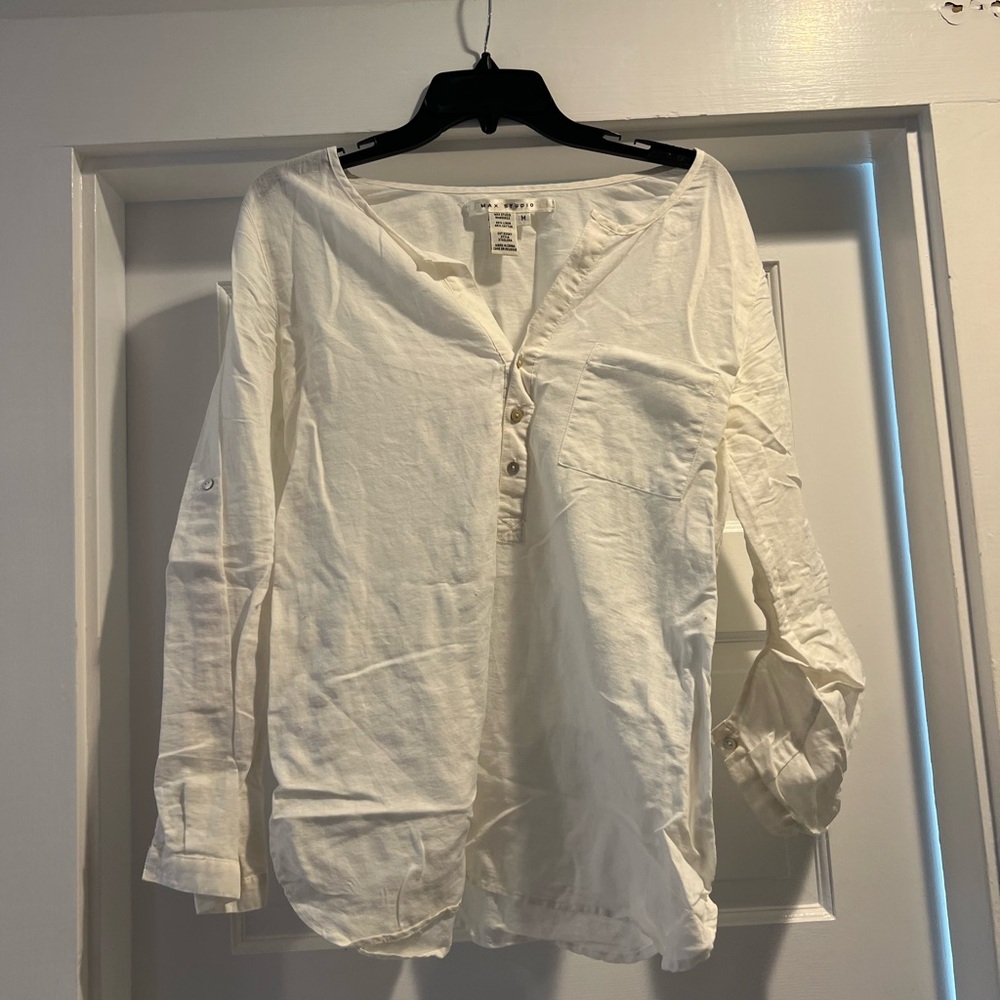 Max Studio Cream Button-Down Shirt